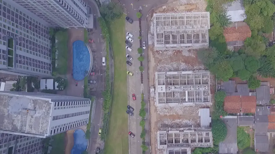 Foto udara progres pembangunan Ruko Akasa Promenade Tahap 1