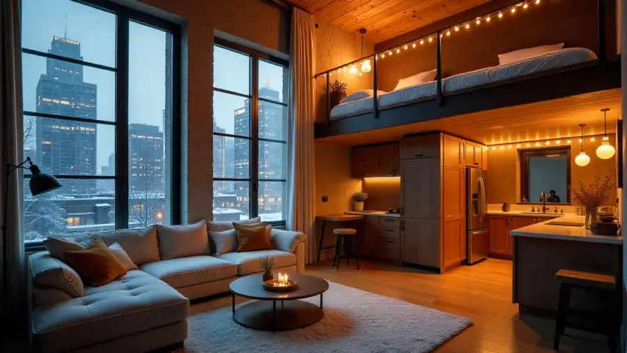 Umumnya apartemen loft memiliki ceiling yang tinggi